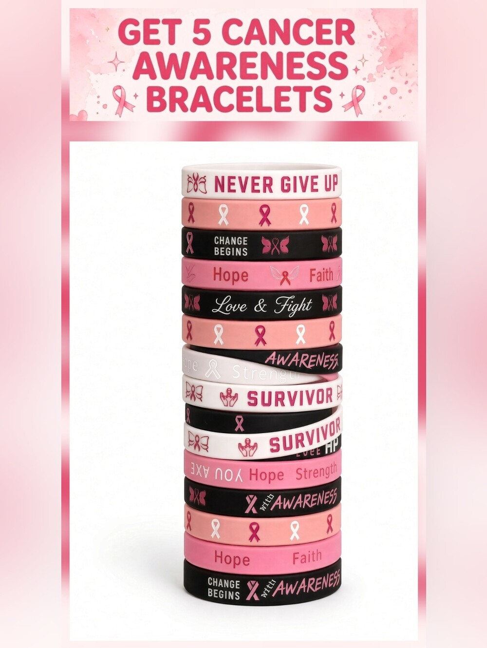 5 Random Cancer Awareness Braclets